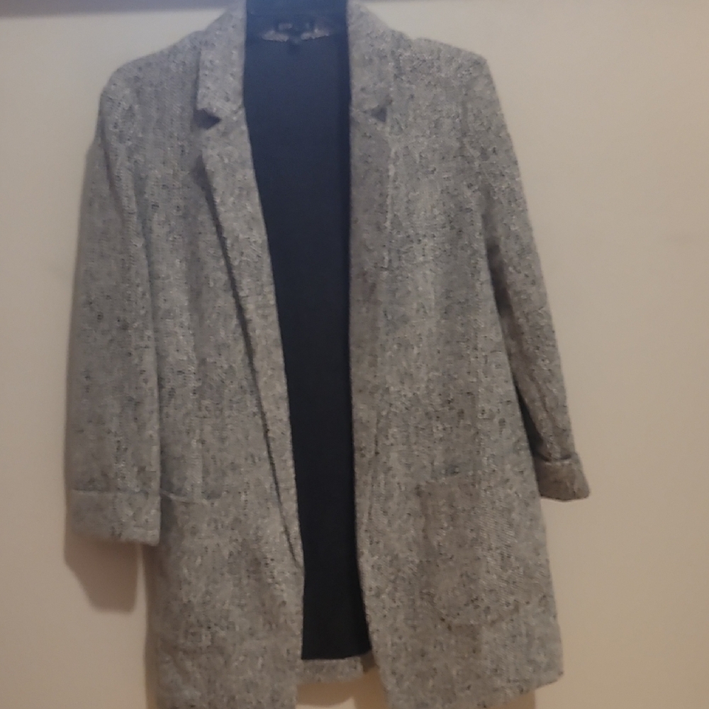 Gray Textured Blazer Coat